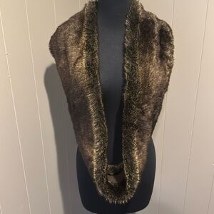 LOFT dark brown super soft faux fur infinity scarf/wrap. New, with tag.